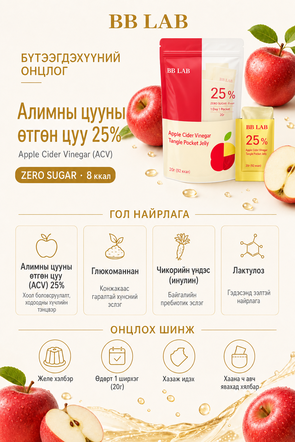 BB LAB Apple Cider Vinegar — найрлага / онцлог
