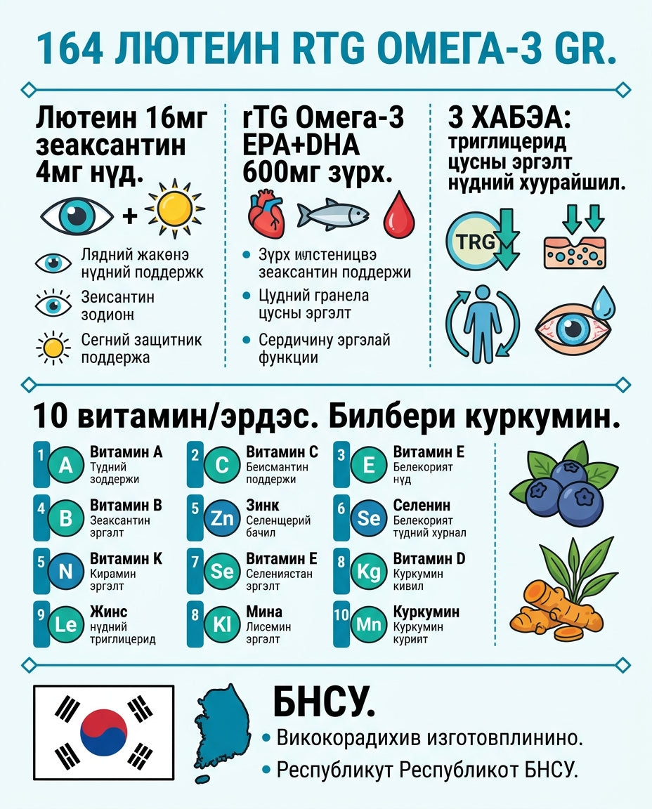 164 Лютейн Зеаксантин РТГ Омега-3 ГР 1